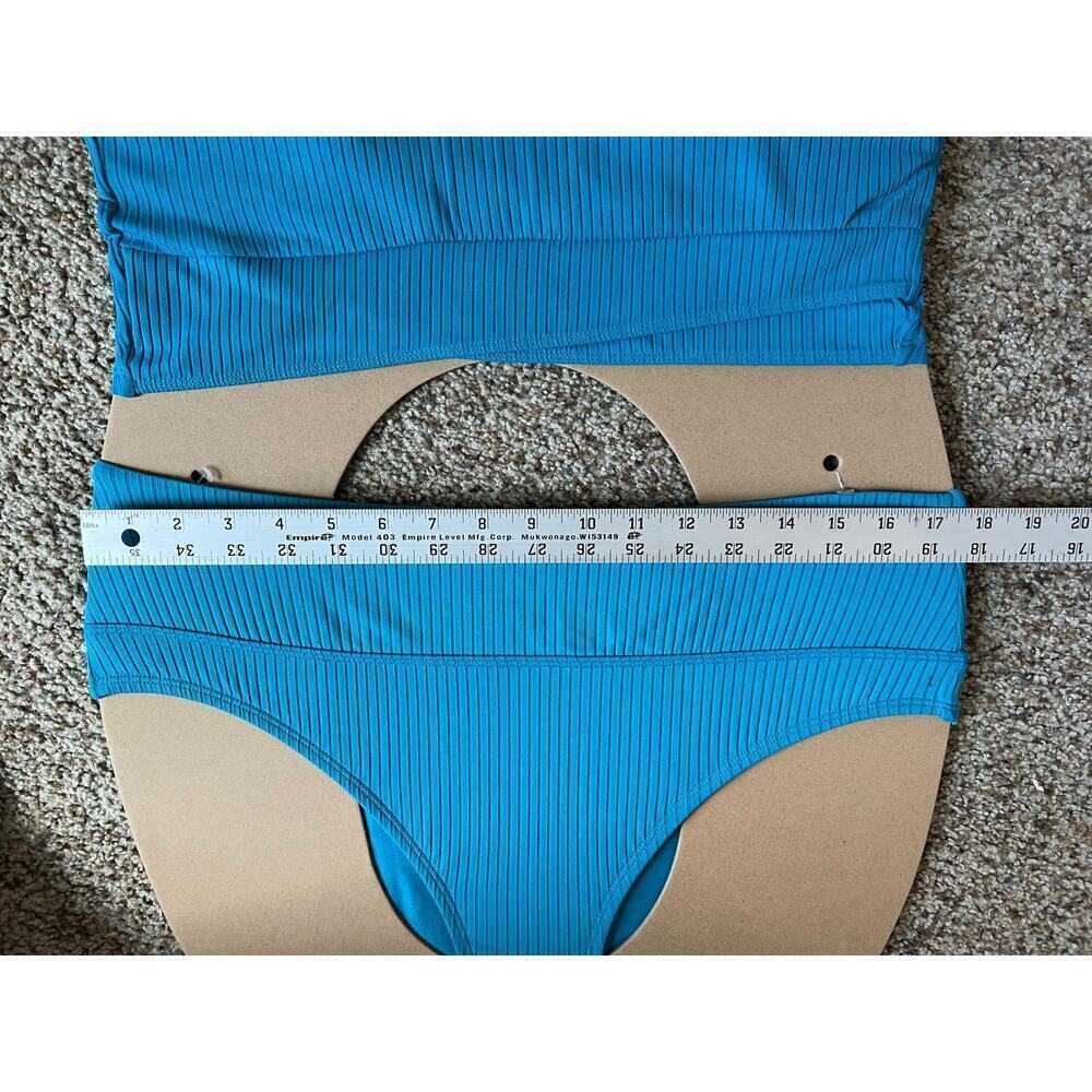 Women's Next XL Swimsuit, Bikini, Blue/Teal, Ribbed, High Waist, Racerback, NWT - Picture 5 of 10